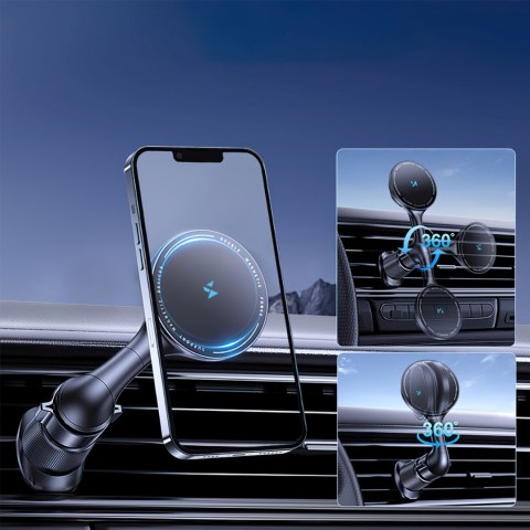 Uchwyt samochodowy z ładowarką indukcyjną do telefonu na kratkę Qi MagSafe 15W