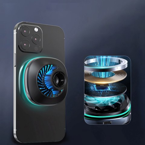 Uchwyt samochodowy z ładowarką indukcyjną do telefonu wentylatorem na kratkę Qi MagSafe 15W - czarny