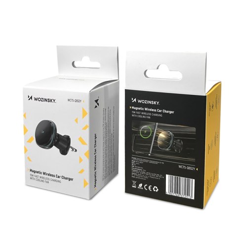 Uchwyt samochodowy z ładowarką indukcyjną wentylatorem do telefonu na kratkę nawiewu Qi MagSafe 15W