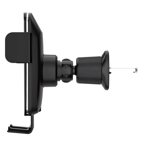 Uchwyt samochodowy zaciskowy z ładowarką indukcyjną do telefonu na kratkę 15W - czarny