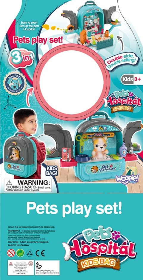 WOOPIE Zestaw Małego Weterynarza 3w1 Domek w Plecaku Piesek