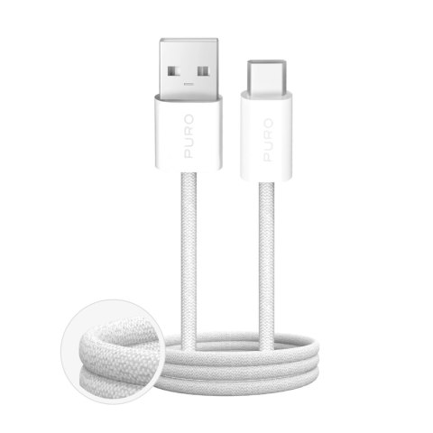 Kabel przewód USB-A - USB-C w oplocie Fabrik 2.0 10W 1.5 m - biały