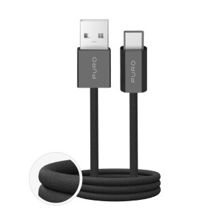 Kabel przewód USB-A - USB-C w oplocie Fabrik 2.0 10W 1.5 m - czarny