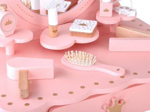 Drewniana Królewska Toaletka z lustrem + krzesełko + akcesoria ZA5934