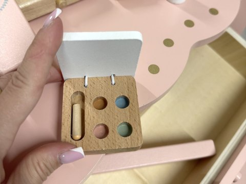 Drewniana Królewska Toaletka z lustrem + krzesełko + akcesoria ZA5934