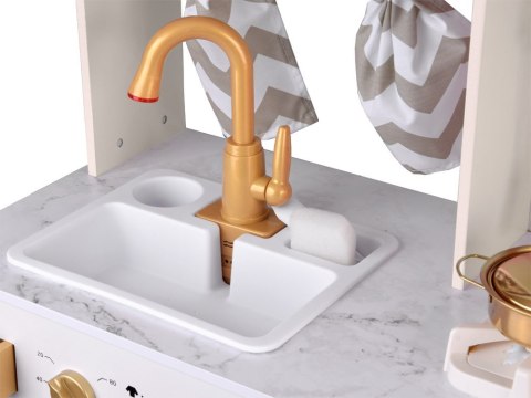 Duża Kuchnia drewniana Styl Glamour Złote dodatki Światło + dźwięk ZA5270