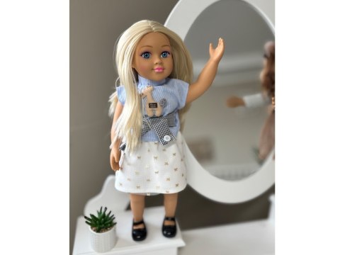 Duża urocza lalka 48cm w sukience + wbudowana melodia i miękki tułów ZA5843