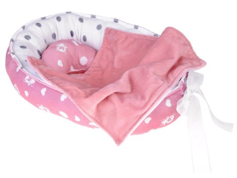 Lalka Bobas z Łóżeczkiem w Różowym Ubranku Niemowlak ZA5855