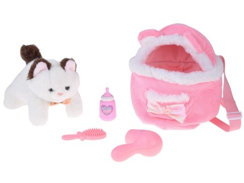 Mięciutki KOTEK z efektem bicia serca i wyginanymi łapkami w plecaku ZA5593