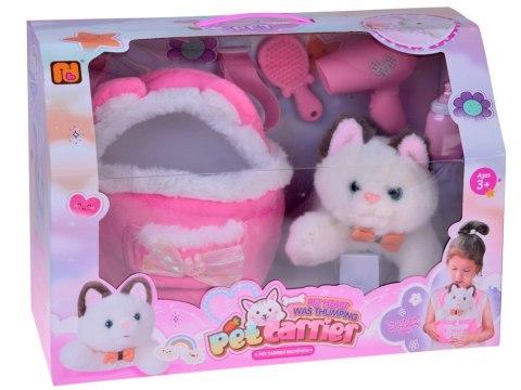 Mięciutki KOTEK z efektem bicia serca i wyginanymi łapkami w plecaku ZA5593