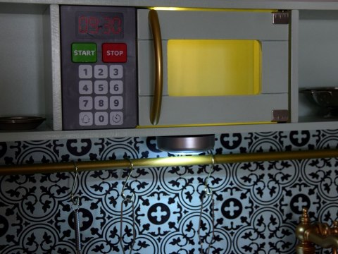 Miętowa drewniana Kuchnia dla dzieci efekty dźwiękowe świetlne ZA4128