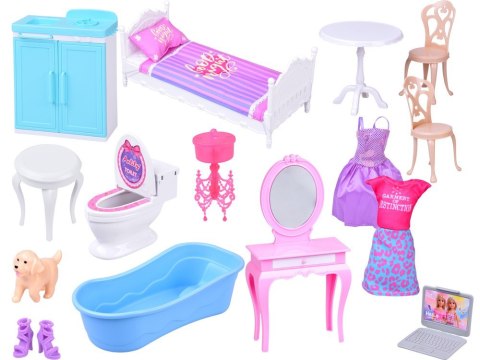 Rozkładany domek dla lalki walizka mebelki + lalka Anlily ZA5694