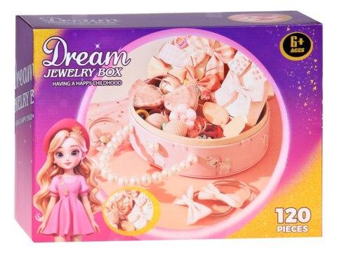 Urocza szkatułka na biżuterię eko-skóra lusterko + ozdoby do włosów ZA5737