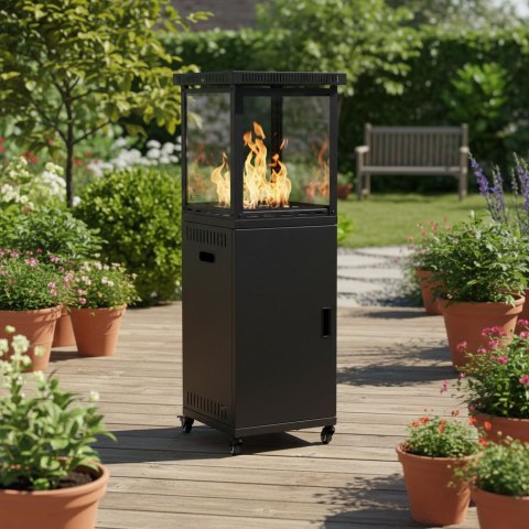 Ogrzewacz gazowy promiennik grzejnik 13 kW szklany na ogród patio reduktor kamienie wulkaniczne pokrowiec MultiGarden