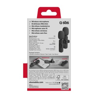 Mikrofony krawatowe bezprzewodowe z odbiornikiem USB-C czarne - 2szt.