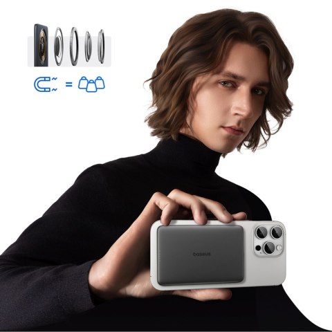 Powerbank magnetyczny Ultra-Slim 5000mAh 20W PicoGo AM41 MagSafe z kablem USB-C 30cm - czarny