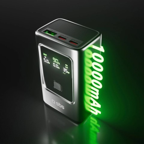 Powerbank z wyświetlaczem 10000mAh PD 35W LCD - szary