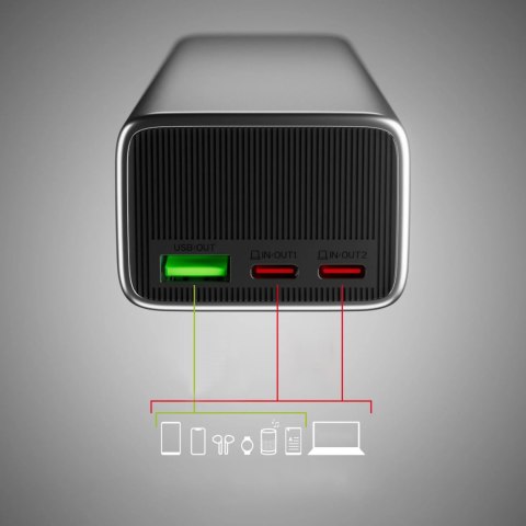 Powerbank z wyświetlaczem 10000mAh PD 35W LCD - szary