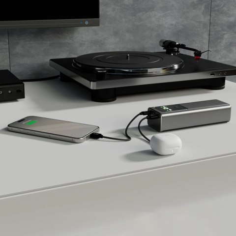 Powerbank z wyświetlaczem 20000mAh PD 100W LCD - szary