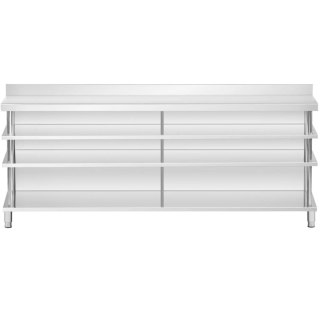 Stół blat barowy roboczy gastronomiczny z rantem 4 półki STAL 250 x 60 x 105 cm