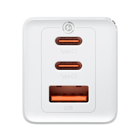 Szybka ładowarka sieciowa GaN 2x USB-C USB 65W + kabel USB-C biała