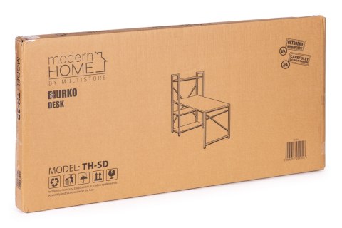 Biurko komputerowe szkolne 120x60 cm regał z 3 półkami czarne ModernHome