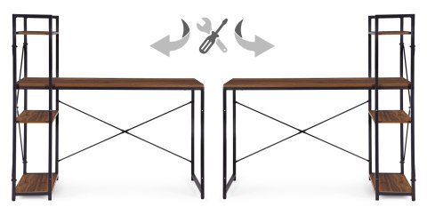 Biurko komputerowe szkolne 120x60 cm regał z 3 półkami loft ModernHome