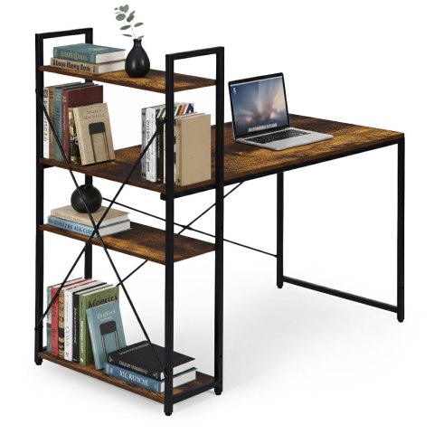 Biurko komputerowe szkolne 120x60 cm regał z 3 półkami loft ModernHome