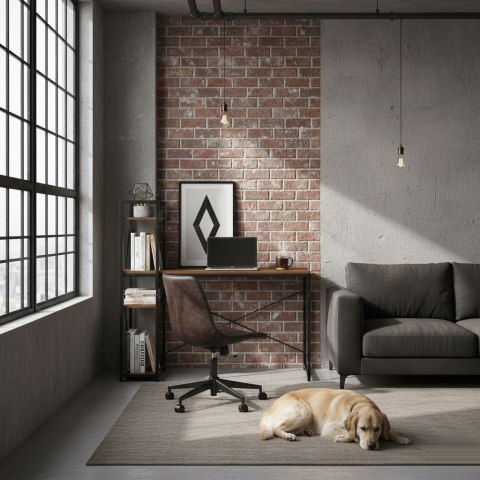 Biurko komputerowe szkolne 120x60 cm regał z 3 półkami loft ModernHome