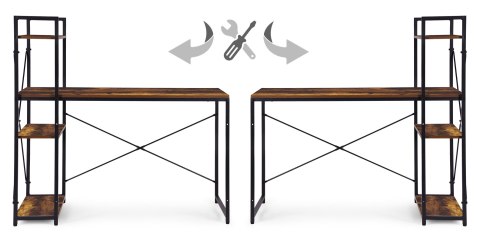 Biurko komputerowe szkolne 120x60 cm regał z 3 półkami loft ModernHome