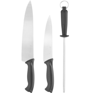 Zestaw noży szefa kuchni 18 cm i 24 cm z ostrzałką