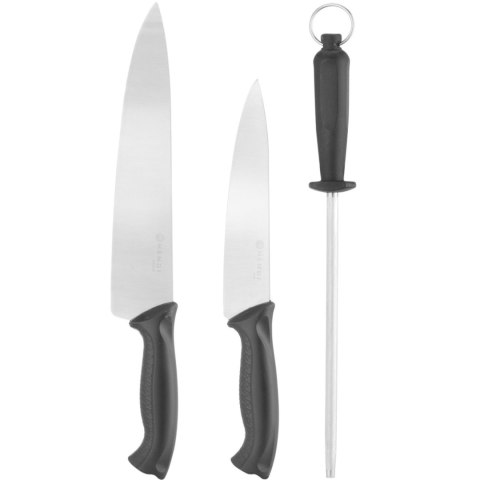 Zestaw noży szefa kuchni 18 cm i 24 cm z ostrzałką