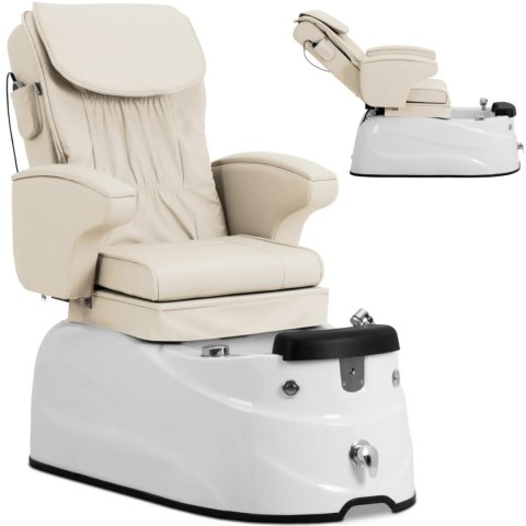 Fotel podologiczny do pedicure z funkcją masażu brodzikiem - kremowy