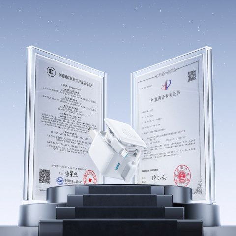 Ładowarka sieciowa GaN z organizerem na kabel 45W - biała