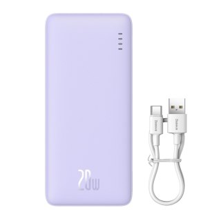 Powerbank 20000mAh Airpow Fast Charge 20W z kablem USB USB-C 50cm - fioletowy