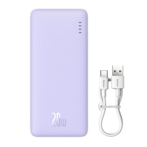 Powerbank 20000mAh Airpow Fast Charge 20W z kablem USB USB-C 50cm - fioletowy