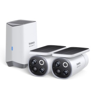 Zestaw do monitoringu zewnętrzny solarny 2 kamery 3K 8x 16GB - biały